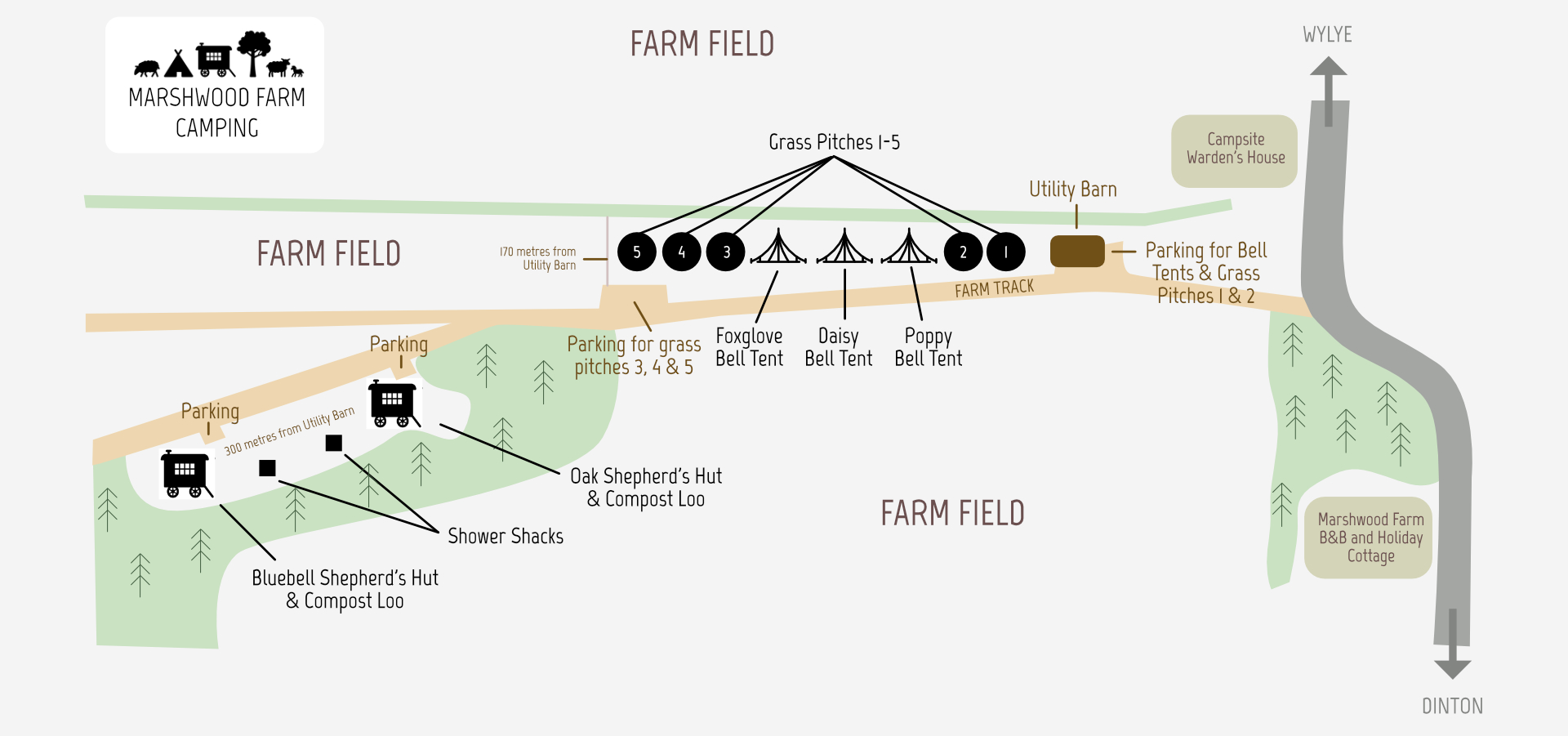 Marshwood Farm Campsite Map 2022