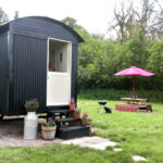 Outside Bluebell Shepherd's Hut