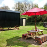 Outside Bluebell Shepherd's Hut